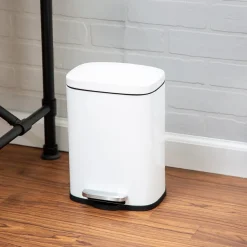 Steel Indoor Trash Can Set with Hinged Lid, 7.92 & 1.32 Gallon, White (TRS-09076)<Honey-Can-Do Sale