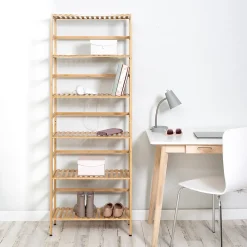 Shelving*Honey-Can-Do 6-Tier Bamboo Shelf, 64" x 23.6" x 10", Natural (SHF-09979)