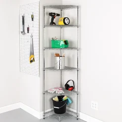 Shelving*Honey-Can-Do 6-Tier Compact Triangle Corner Shelving Unit, Chrome (SHF-10025)