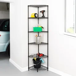 Shelving*Honey-Can-Do 6-Tier Compact Triangle Corner Shelving Unit, Black (SHF-10005)