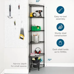Shelving*Honey-Can-Do 6-Tier Compact Triangle Corner Shelving Unit, Black (SHF-10005)