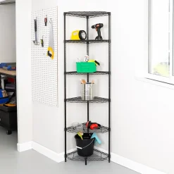 Shelving*Honey-Can-Do 6-Tier Compact Triangle Corner Shelving Unit, Black (SHF-10005)