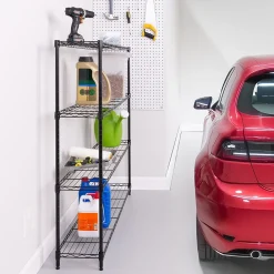 Shelving*Honey-Can-Do 4-Tier Slim Profile Wide Shelving Unit, Black (SHF-10003)