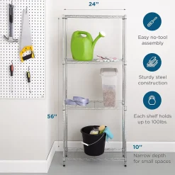 Shelving*Honey-Can-Do 4-Tier Slim Profile Shelving Unit, Chrome (SHF-10022)
