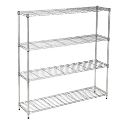 Shelving*Honey-Can-Do 4-Tier Slim Profile Wide Shelving Unit, 48" x 10" x 48", Chrome (SHF-10023)