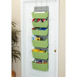 Shelving*Household Essentials 6 Pocket Plastic/Poly Over the Door Hanging Oranizer, 57" x 15" x 7", Lime (2167-1)