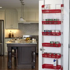 Shelving*Household Essentials OTD 6-Shelf Hanging Storage Rack, 57" x 19.25" x 6.25", Red (2153-1)