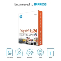 Large Quantity Paper*HP BrightWhite24 8.5" x 11" Inkjet Paper, 24 lbs., 100 Brightness, 500 Sheets/Ream (B1124)