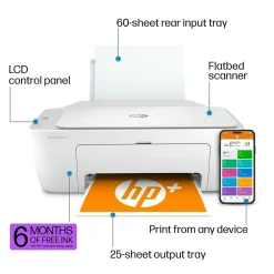 HP DeskJet 2734e Wireless Color Inkjet Printer, All-In-One, Print, Scan, Copy, 6 Months FREE Ink with + (26K72A#B1H)