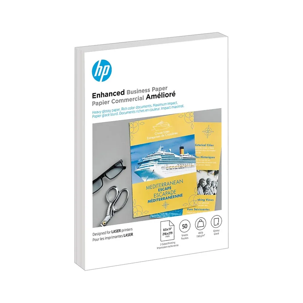 Photo Paper*HP Enhanced Business Paper, Glossy, 8.5" x 11", 50 Sheets/Pack (4WN09A)