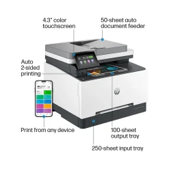 HP LaserJet Pro MFP 3301fdw Wireless All-in-One Color Laser Printer, Scanner, Copier, Fax, Best for Office (499Q5F)