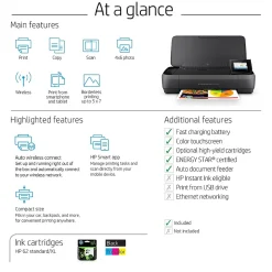 HP OfficeJet 250 Wireless Color Inkjet Printer, All-In-One, Print, Scan, Copy (CZ992A#B1H)
