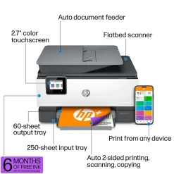 HP OfficeJet 9012e Wireless All-in-One Color Inkjet Printer, Duplex, Best for home office, 6 mo. Instant Ink with + (1G5L4A)
