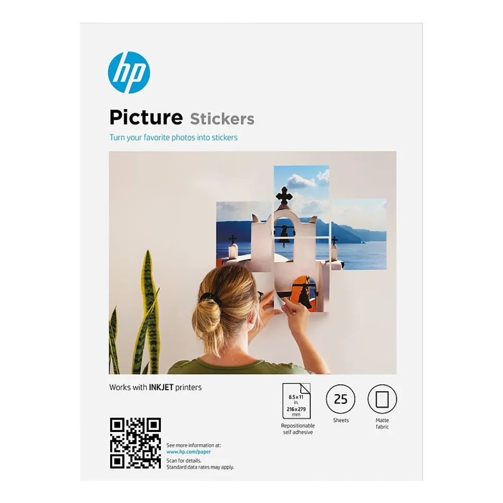 Photo Paper*HP Picture Stickers, 8.5" x 11", 25 Sheets/Pack (8L1U9A)