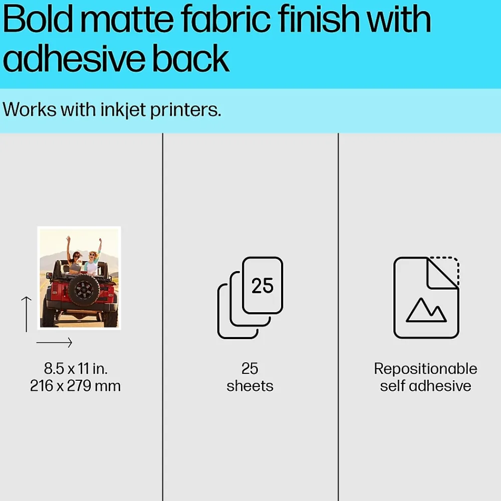 Photo Paper*HP Picture Stickers, 8.5" x 11", 25 Sheets/Pack (8L1U9A)
