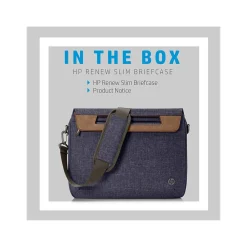 Renew Laptop Slim Briefcase, Heather Blue/Brown Fabric/Faux Leather (1A215AA#ABL)<HP Discount
