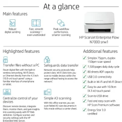 HP ScanJet Enterprise Flow N7000 Snw1 Duplex Desktop Document Scanner, White (6FW10A#BGJ)