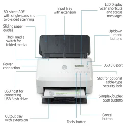HP ScanJet Enterprise Flow 5000 s5 Duplex Desktop Document Scanner, White (6FW09A#BGJ)