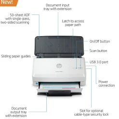 HP Scanjet Pro 2000 s2 Duplex Desktop Document Scanner, White (6FW06A#BGJ)