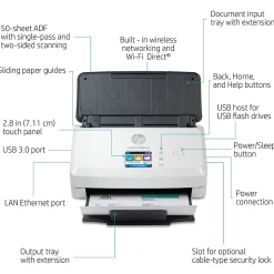 HP Scanjet Pro N4000 Snw1 Duplex Desktop Document Scanner, White (6FW08A#BGJ)