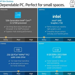 Best HP Slim Desktop Computer, Intel Core i3-1210, 8GB RAM, 256GB SSD, Mouse & Keyboard Included, Windows 11 Home