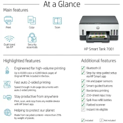 HP Smart Tank 7001 Wireless All-in-One Color Ink Tank Printer Scanner Copier, 2 years ink included (28B49A)