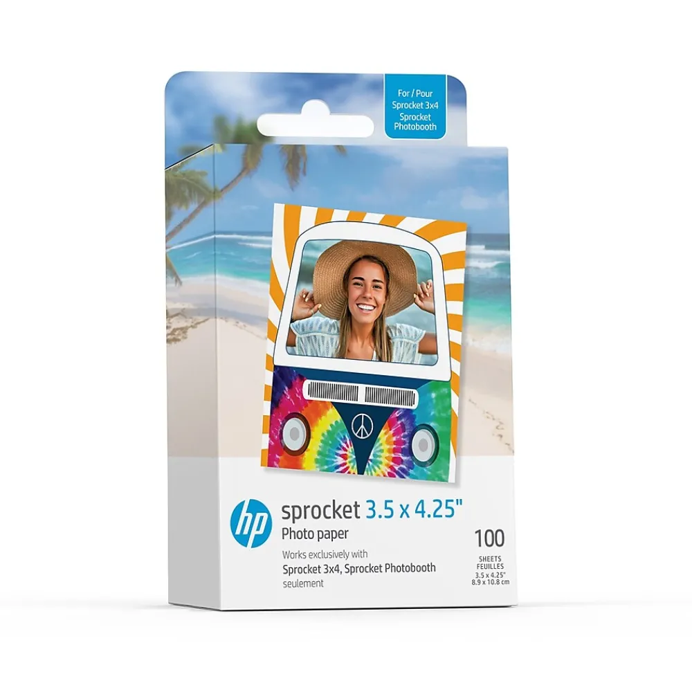 Photo Paper*HP Sprocket 3.5 x 4.25" Zink Sticky-Backed Photo Paper, 100 Sheets/Pack (IZ3X4100)
