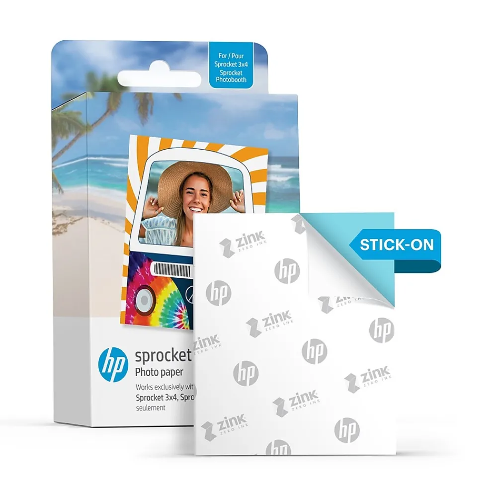 Photo Paper*HP Sprocket 3.5 x 4.25" Zink Sticky-Backed Photo Paper, 100 Sheets/Pack (IZ3X4100)