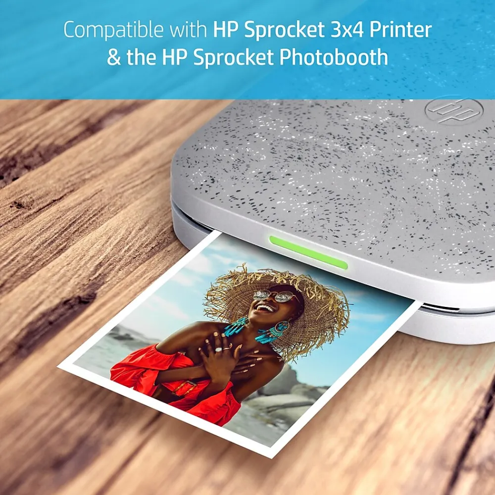 Photo Paper*HP Sprocket 3.5 x 4.25" Zink Sticky-Backed Photo Paper, 100 Sheets/Pack (IZ3X4100)