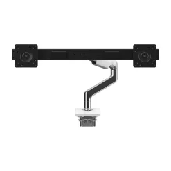 Clearance Humanscale M8.1 Adjustable Dual Monitor Arm, Up to 28" Monitors, Polished Aluminum (M82CBW)