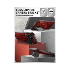 i-Blason ArmorBox MagSafe Rugged Case for Samsung Galaxy S24, Shock Absorbing, Metallic Red (GS24ABSPRD)