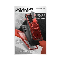 i-Blason ArmorBox MagSafe Rugged Case for Samsung Galaxy S24+, Shock Absorbing, Metallic Red (GS24PLUSABSPRD)