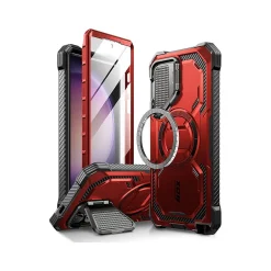 i-Blason ArmorBox MagSafe Rugged Case for Samsung Galaxy S24 Ultra, Metallic Red (GS24UABSRD)