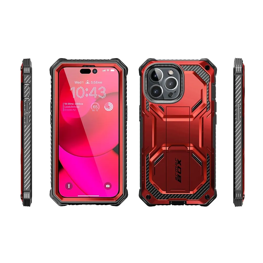 i-Blason ArmorBox Metallic Red Rugged Case for iPhone 14 Pro (iPhone2022Pro-6.1-Armorbox-SP-Ruddy)