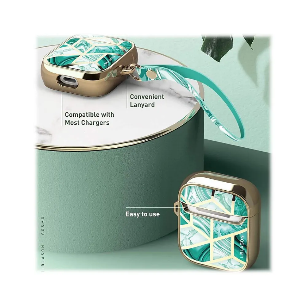 Cosmo Case for Apple AirPods 1st/2nd Gen, Marble Green (AirPods2019-Cosmo-Jade)<i-Blason Clearance