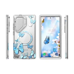 i-Blason Cosmo Clear BlueFly MagSafe Bumper Case for Samsung Galaxy S24 Ultra, Shock Absorbing, Clear/Blue (GS24UCOSMOSPBFY)