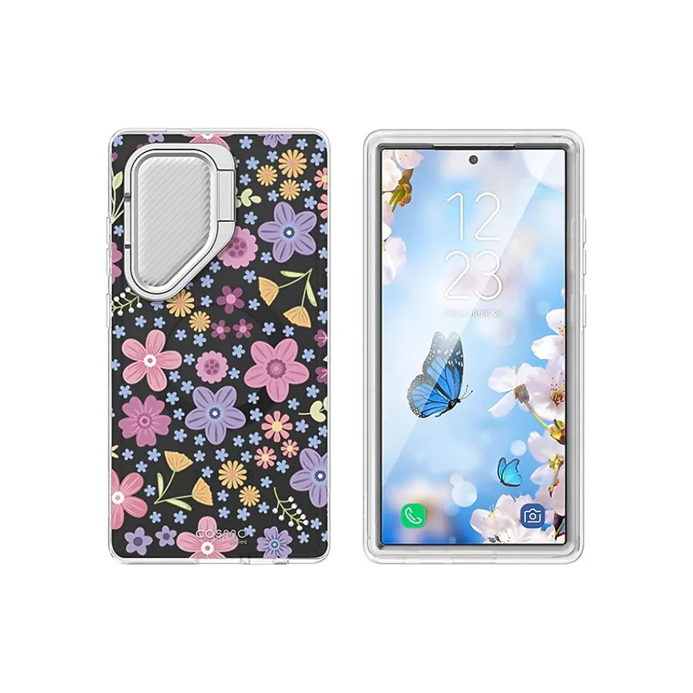 i-Blason Cosmo Colorful Pink Daisies MagSafe Case for Samsung Galaxy S24 Ultra, Shock-Absorbing, Multicolor