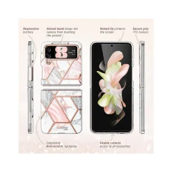 i-Blason Cosmo Marble Pink Snap Case for Samsung Galaxy Z Flip4 (Galaxy2022-ZFlip4-5G-Cosmo-Marble)