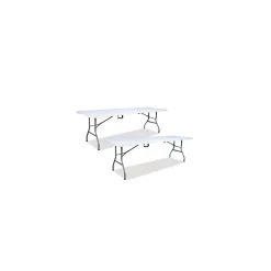 Folding Tables*ICEBERG Bifold Resin Folding Table, Rectangular, 94.5" x 29.9" x 30", White Granite Top, 2/Pack (ICE61273)