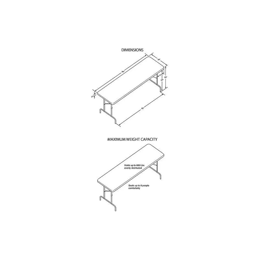 Folding Tables*ICEBERG IndestrucTable TOO 600S Folding Table, 96" x 30", Platinum (65333)