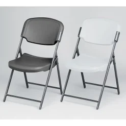 Folding & Stacking*ICEBERG Rough 'N Ready Folding Chairs, Plastic, Charcoal, Seat: 18 3/4