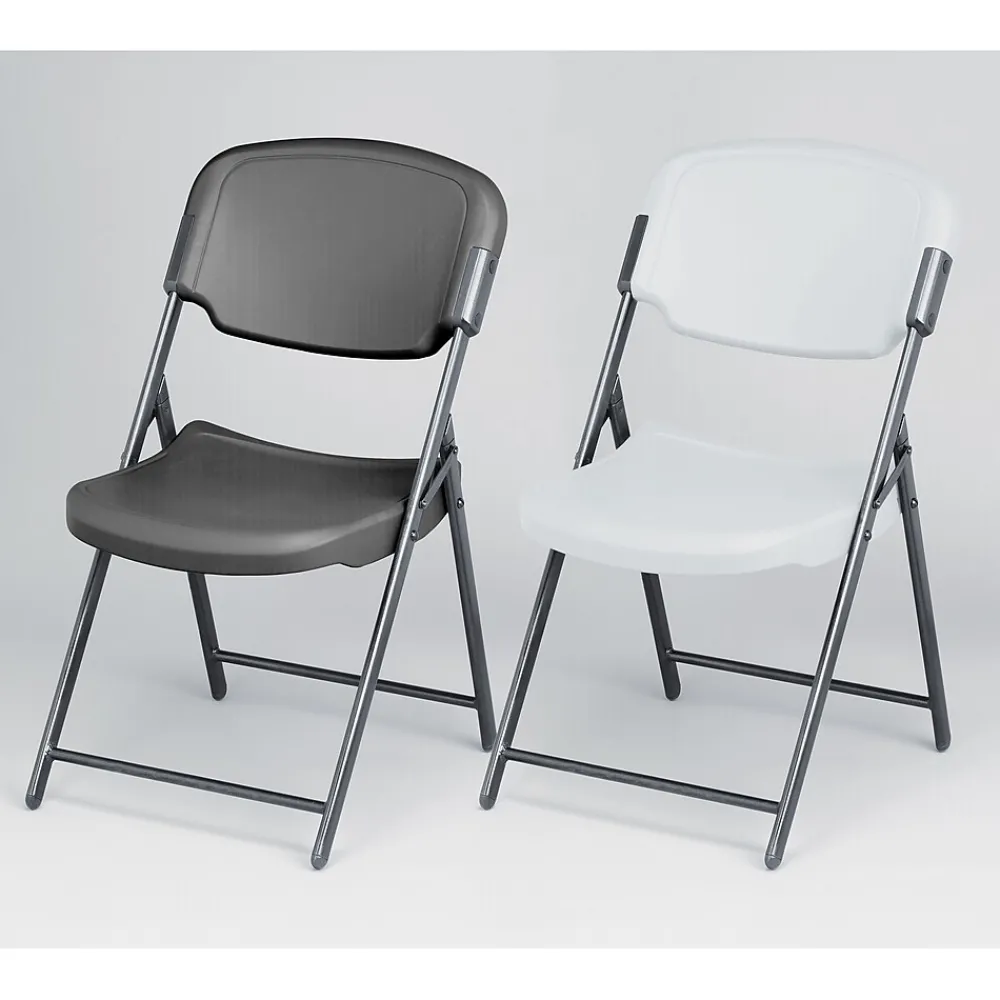 Folding & Stacking*ICEBERG Rough 'N Ready Folding Chairs, Plastic, Charcoal, Seat: 18 3/4"W x 21 1/2"D, Back: 18 3/4"W x 20 1/4"H