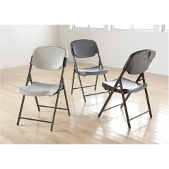 Folding & Stacking*ICEBERG Rough 'N Ready Folding Chairs, Plastic, Charcoal, Seat: 18 3/4