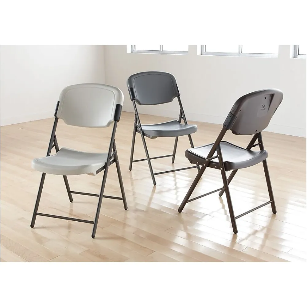 Folding & Stacking*ICEBERG Rough 'N Ready Folding Chairs, Plastic, Charcoal, Seat: 18 3/4"W x 21 1/2"D, Back: 18 3/4"W x 20 1/4"H
