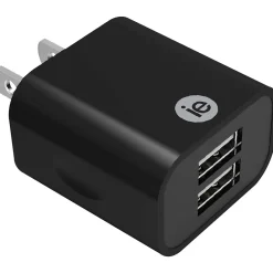 Dual USB Wall Charger, 2.4-Amp, Black, (IEN-AC22A-BK)<iEssentials Clearance