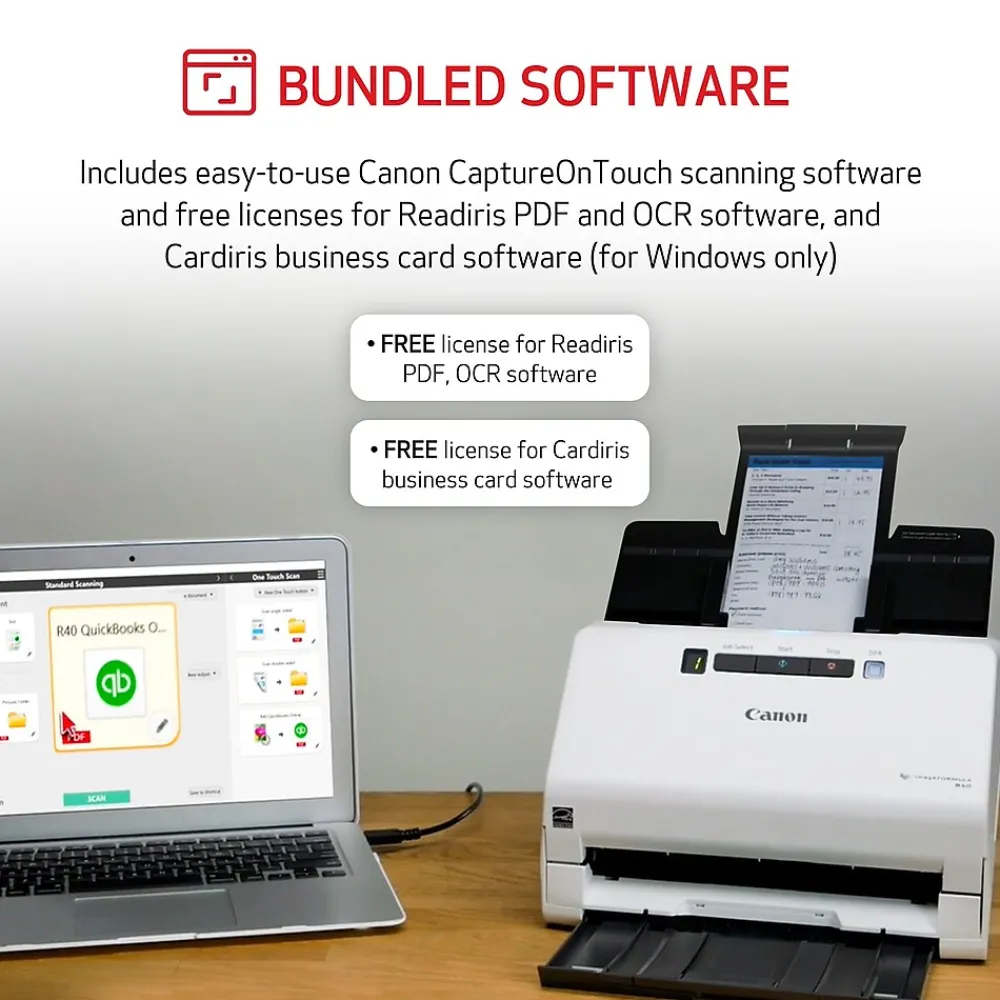 Canon imageFORMULA R40 Receipt Edition USB Duplex Document Scanner, White (4229C009)