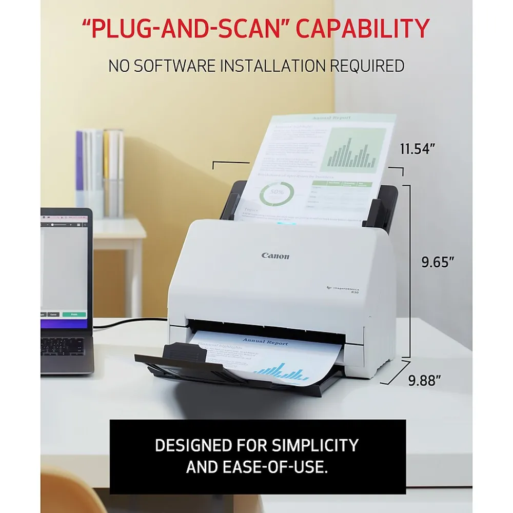Canon imageFORMULA R30 USB Duplex Document Scanner, White (6051C002)
