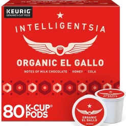Intelligentsia Organic El Gallo Coffee, Keurig K-Cup Pod, Light Roast, 20/Box, 4 Boxes/Carton (5000371867CT)