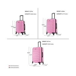 Endurance 3-Piece Hardside Spinner Luggage Set, Pink (IUENDSML-PNK)<InUSA New