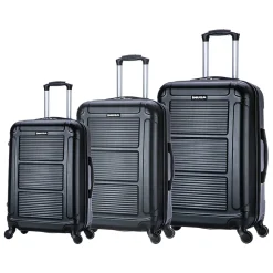 Pilot 3-Piece Hardside Spinner Luggage Set, Black (IUPILSML-COA)<InUSA New